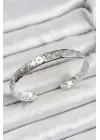 Pirinç Gümüş Renk İşlemeli Altı Açık Bileklik