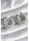  Gümüş İşlemeli Halka Model Çelik Küpe