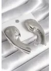  Gümüş İşlemeli Çelik Küpe