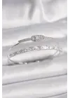 Pirinç Gümüş Renk Kare Zirkon Taşlı Kadın Bileklik