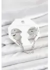 Çelik Gümüş Renk Kelebek Model Zincir Bağlantılı Ear Cuff Küpe Seti