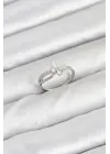 Pirinç Gümüş Renk Kelebek Zirkon Taşlı Kadın Yüzük