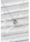 Çelik Gümüş Renk Minimal Charmlı Kadın Kolye
