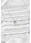 Çelik Gümüş Renk Minimal Charmlı Kadın Kolye