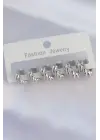  Gümüş Minimal Tırtıklı Küpe Seti