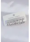  Gümüş Oval Bombeli Küpe Seti