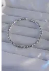 Pirinç Gümüş Renk Oval Detaylı Bileklik