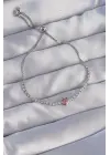 Pirinç Gümüş Renk Pembe Zirkon Taşlı Charm Model Asansörlü Bileklik