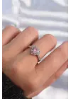  Gümüş Pembe Zirkon Taşlı Charm Model Ayarlanabilir Yüzük