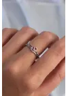  Gümüş Renkli Zirkon Taşlı Ayarlamalı Yüzük