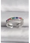  Gümüş Renkli Zirkon Taşlı Çelik Yüzük