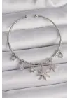Pirinç Gümüş Renk Sallantı Zirkon Taşlı Kutup Yıldız Figür Charm Bileklik