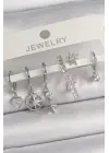  Gümüş Sallantı Zirkon Taşlı Yıldız Model Çelik Küpe Seti