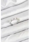 Pirinç Gümüş Renk Sıralı İncili Kadın Yüzük