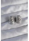  Gümüş Tırtıklı Minimal Bombeli Tasarım Küpe