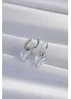  Gümüş Üçgen Zirkon Taşlı Sallantılı Halka Küpe