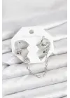 Çelik Gümüş Renk Yılan Model Zincir Bağlantılı Ear Cuff Küpe Seti