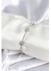 Pirinç Gümüş Renk Yıldız Model Kadın Bileklik