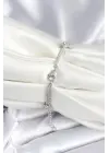Pirinç Gümüş Renk Yıldız Model Kadın Bileklik