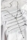 Pirinç Gümüş Renk Yıldızlı Kadın Y Kolye