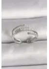  Gümüş Zirkon Taşlı Ayarlanabilir Çelik Yüzük