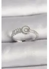  Gümüş Zirkon Taşlı Ayarlanabilir Çelik Yüzük