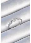 Gümüş Zirkon Taşlı Beyaz Mineli Kelebek Detay Çelik Yüzük