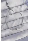 Pirinç Gümüş Renk Zirkon Taşlı Charm Model Asansörlü Bileklik