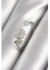  Gümüş Zirkon Taşlı Çiçek Model Çelik Yüzük