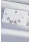  Gümüş Zirkon Taşlı Damla Model Küpe Seti