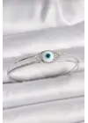 Pirinç Gümüş Renk Zirkon Taşlı Göz Model Kadın Bileklik