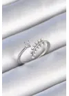  Gümüş Zirkon Taşlı İncili Yaprak Model Çelik Yüzük