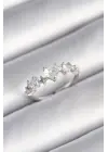  Gümüş Zirkon Taşlı Kalp Model Yıldız Detay Çelik Yüzük