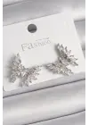  Gümüş Zirkon Taşlı Kelebek Model Çelik Küpe