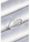  Gümüş Zirkon Taşlı Kelebek Model Çelik Yüzük