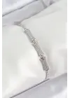 Pirinç Gümüş Renk Zirkon Taşlı Kemik Model Kadın Bileklik