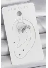 Çelik Gümüş Renk Zirkon Taşlı Kıkırdak Model Kadın Küpe