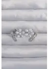  Gümüş Zirkon Taşlı Kıvrımlı İnci Çiçek Küpe
