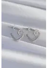  Gümüş Zirkon Taşlı Kıvrımlı Yarım Kalp Küpe