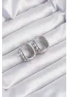  Gümüş Zirkon Taşlı Minimal Halka Küpe