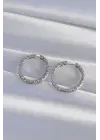  Gümüş Zirkon Taşlı Motifli Halka Küpe