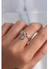  Gümüş Zirkon Taşlı Nazar Boncuk Model Ayarlamalı Yüzük