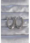  Gümüş Zirkon Taşlı Oval Model Küpe