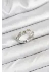 Pirinç Gümüş Renk Zirkon Taşlı Vintage Kadın Yüzük