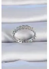  Gümüş Zirkon Taşlı Yaprak Model Çelik Yüzük