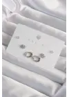  Gümüş Zirkon Taşlı Yaprak Model Küpe Seti