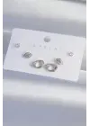  Gümüş Zirkon Taşlı Yaprak Model Küpe Seti