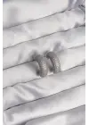  Gümüş Zirkon Taşlı Yarım Halka Küpe