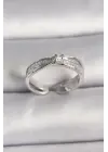  Gümüş Zirkon Taşlı Yıldız Detay Ayarlanabilir Çelik Yüzük