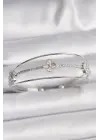 Pirinç Gümüş Renk Zirkon Taşlı Yonca Model Kadın Bileklik